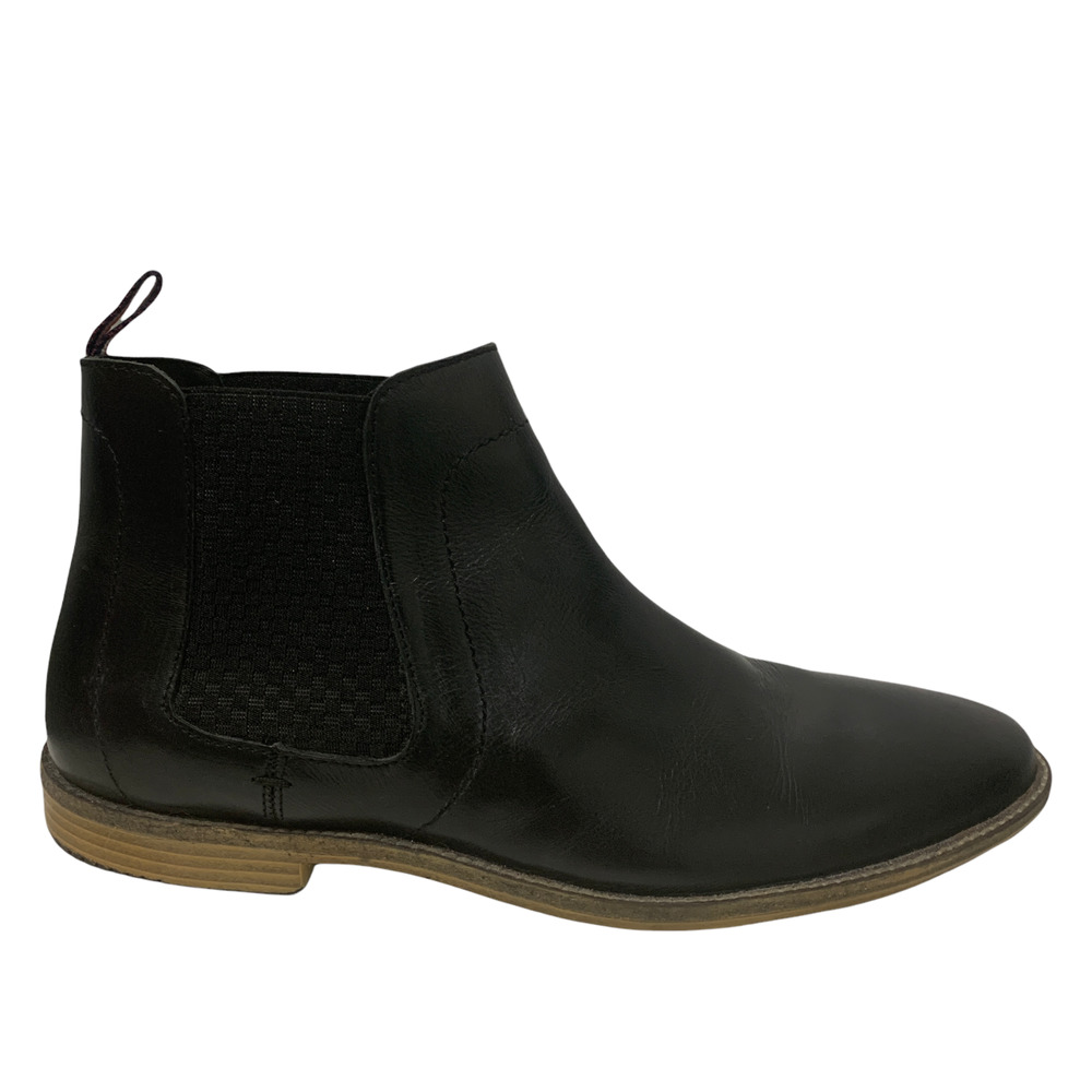 Ben Sherman Leather Chelsea Ankle Boots Pull On Tabs Black US 10 UK 9 EU 43 Mens